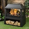 Deko Living 36 Inch Rectangular Outdoor Steel Wood Burning Fireplace with Log Storage COB10511 - alternate 2